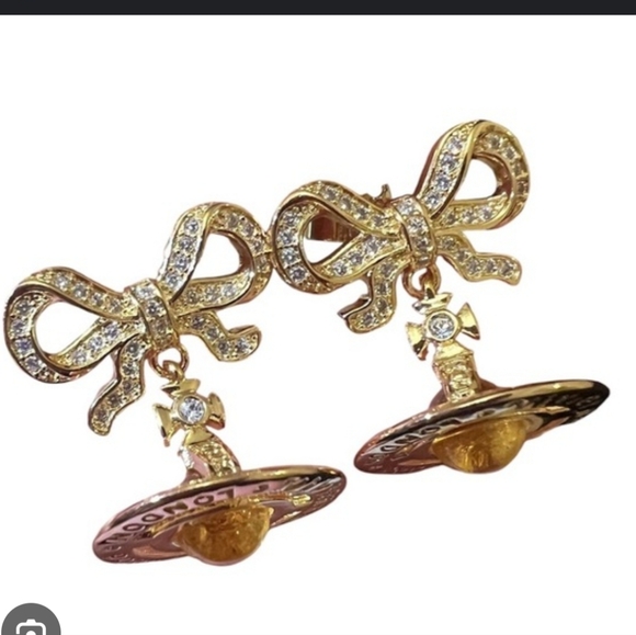 Vivienne Westwood  Gold Bow and Orb Earrings - Picture 3 of 7